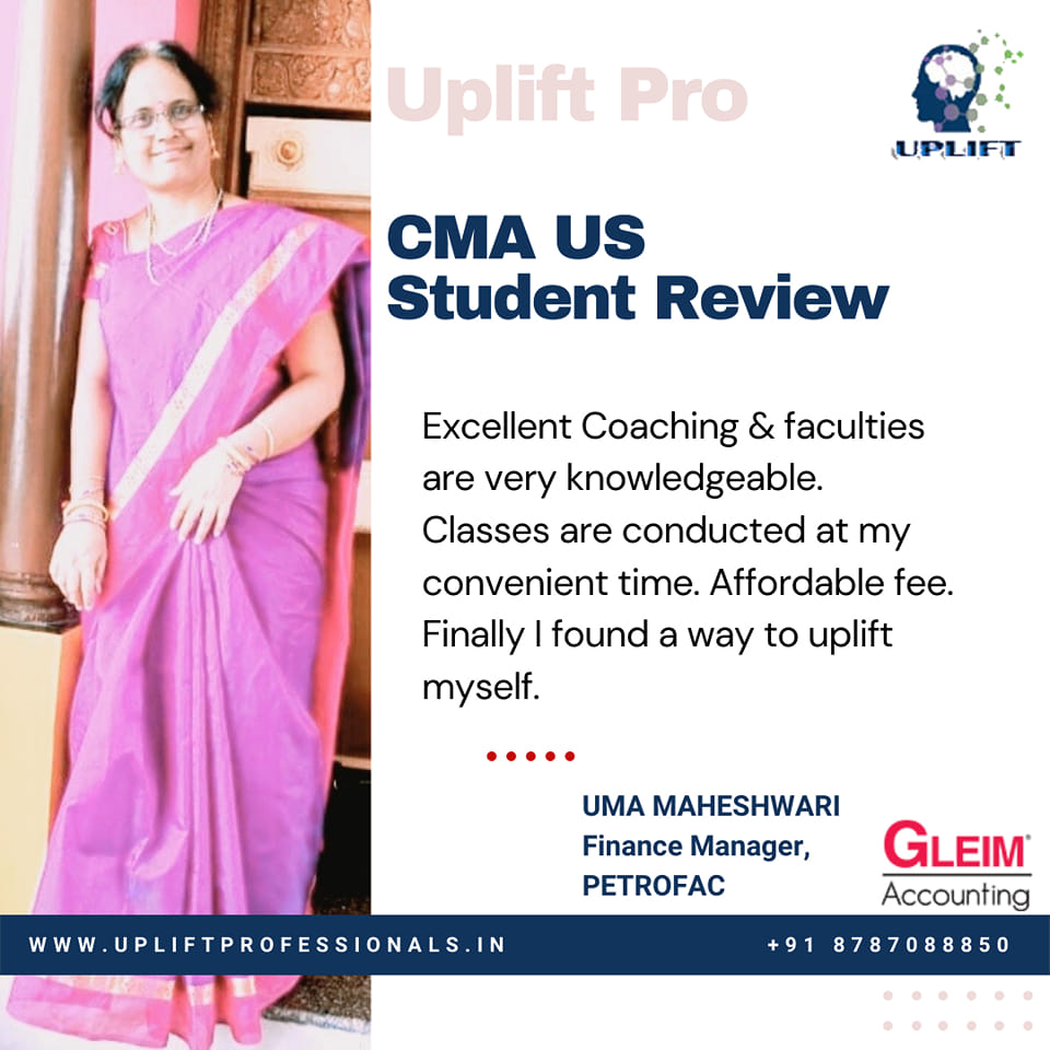 US CMA student- Uplift Pro-2021- Best US CMA course provider in India_Uma
